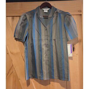 New! Ship N Shore Silken Vintage Blouse Size 10 Tech Motherboard Geometric  80s